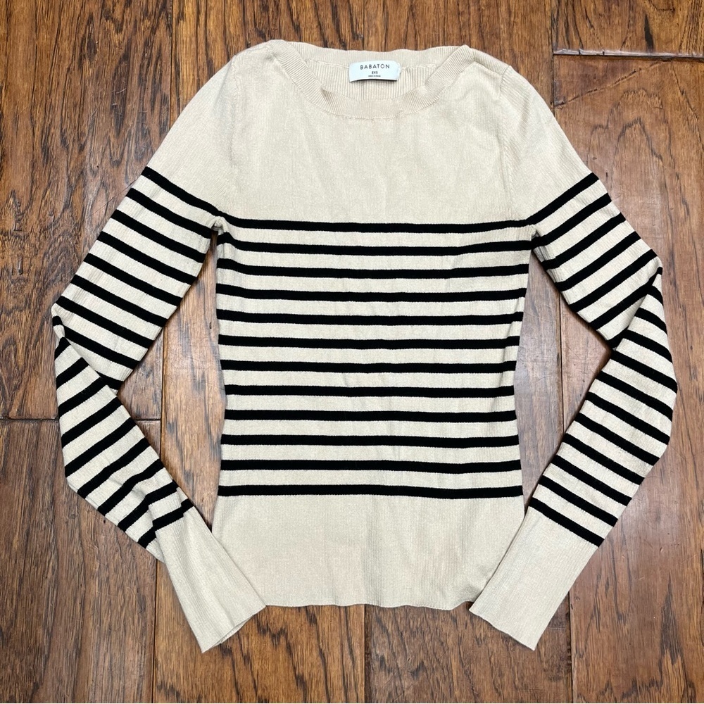 Babaton Black‎ and Cream Crew Neck Sweater